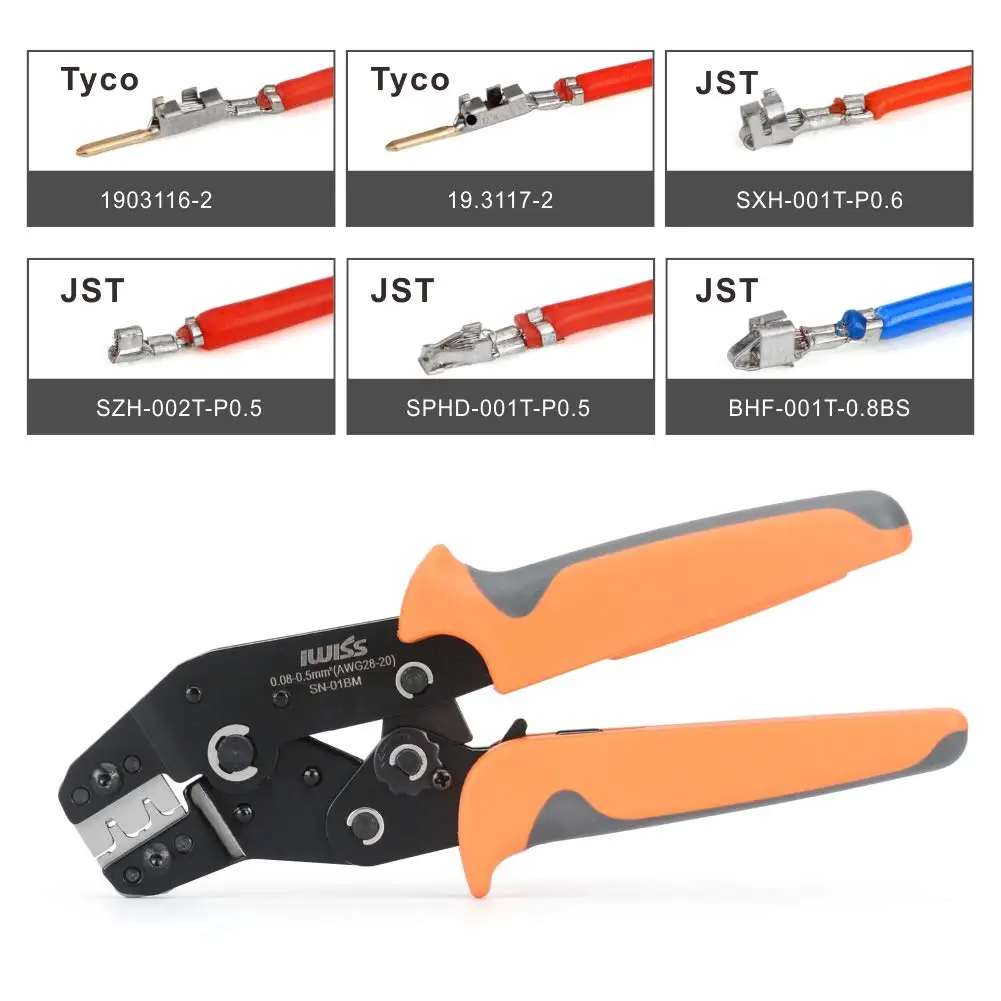 SN-01BM AWG 28-20 Micro Connector Crimping Tools for JST XH 2.54/3.96mm Pitch Connectors,Dupont,D-Sub,Molex 2.0mm Terminals