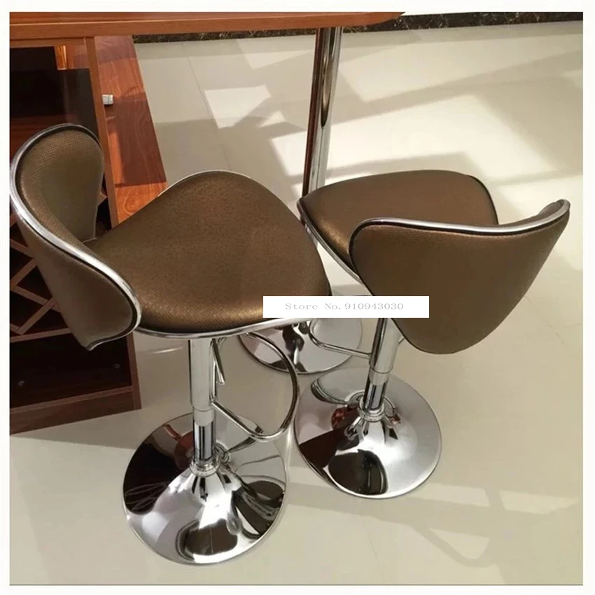 Silla de barra giratoria de acero inoxidable, taburete de Bar con respaldo, cojín suave, altura ajustable, 58-78CM