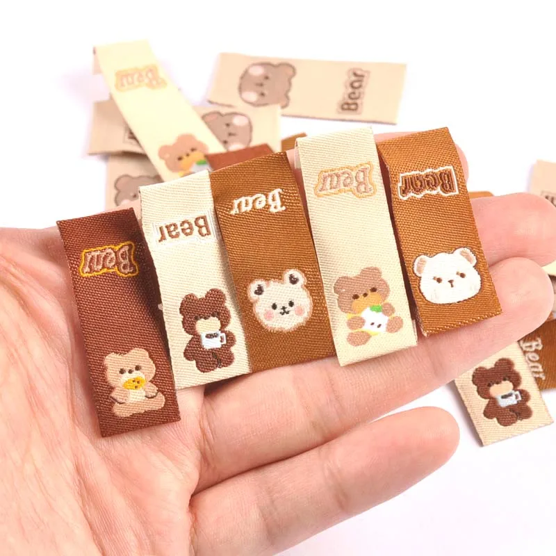 50pcs Mixed Cartoon Bear Embroidery Labels for Sewing Garment Accessories Clothes Tags Care Bags Logo Handmade DIY Crafts C3205