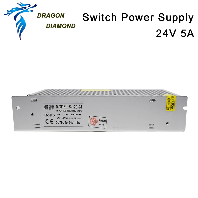 Fuente de alimentación con interruptor láser Co2, 24V CC, 5A, para controlador de Rudia Trocen, grabador y máquina de corte