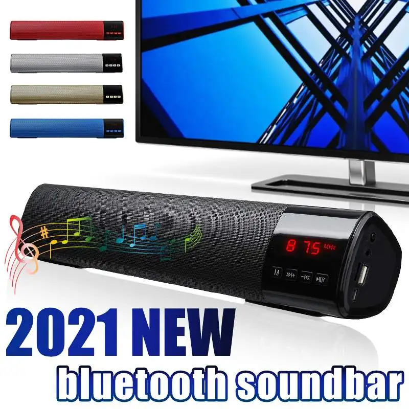 5 Colors Car LED bluetooth Soundbar Speaker Portable Wireless Subwoofer 3D Surround Speakers HiFi Support FM Radio Clock TF USB