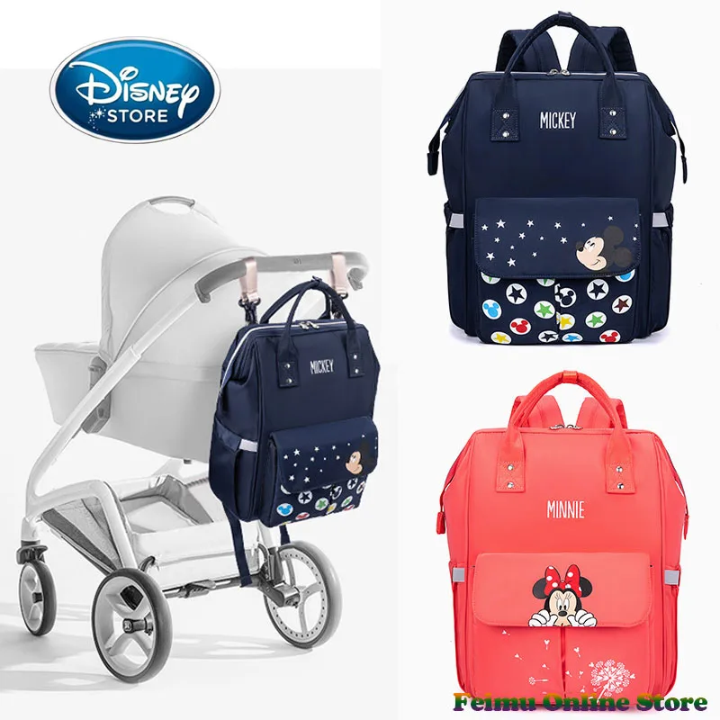 Disney Mickey Mouse Women Mummy Bag Baby Diaper Bag For Mom Large Capacity Stroller Totes Baby Nappy Nursing Bag Travel Backpack