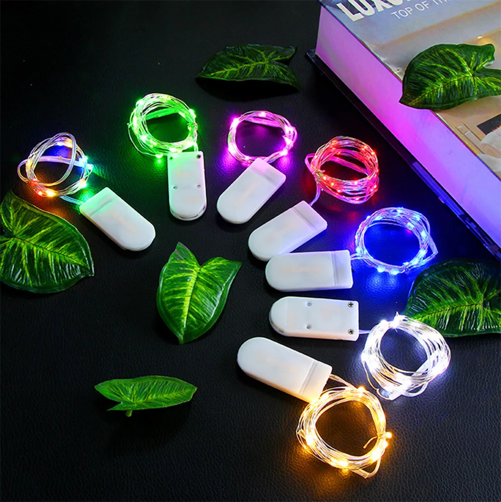 Mixed Colors HM00003-B 100pcs/lot 7Colors 2M Decorative Led Strip Light Button Lamp Festival Decoration Lights For DIY Lei Haku