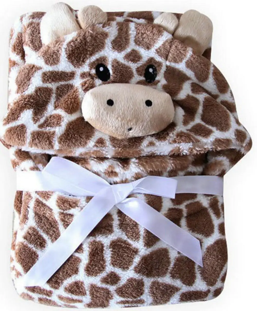 100cm Cute Bear Shaped Baby Hooded Bathrobe Soft Infant Newborn Towel Giraffe Towel Blanket Baby Bath Towel Cartoon Patter Towel