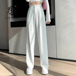 Casual High Waist Loose Wide Leg Pants for Women Spring Summer New Loose Female Floor-Length White Suits Pants Trousers B18701X