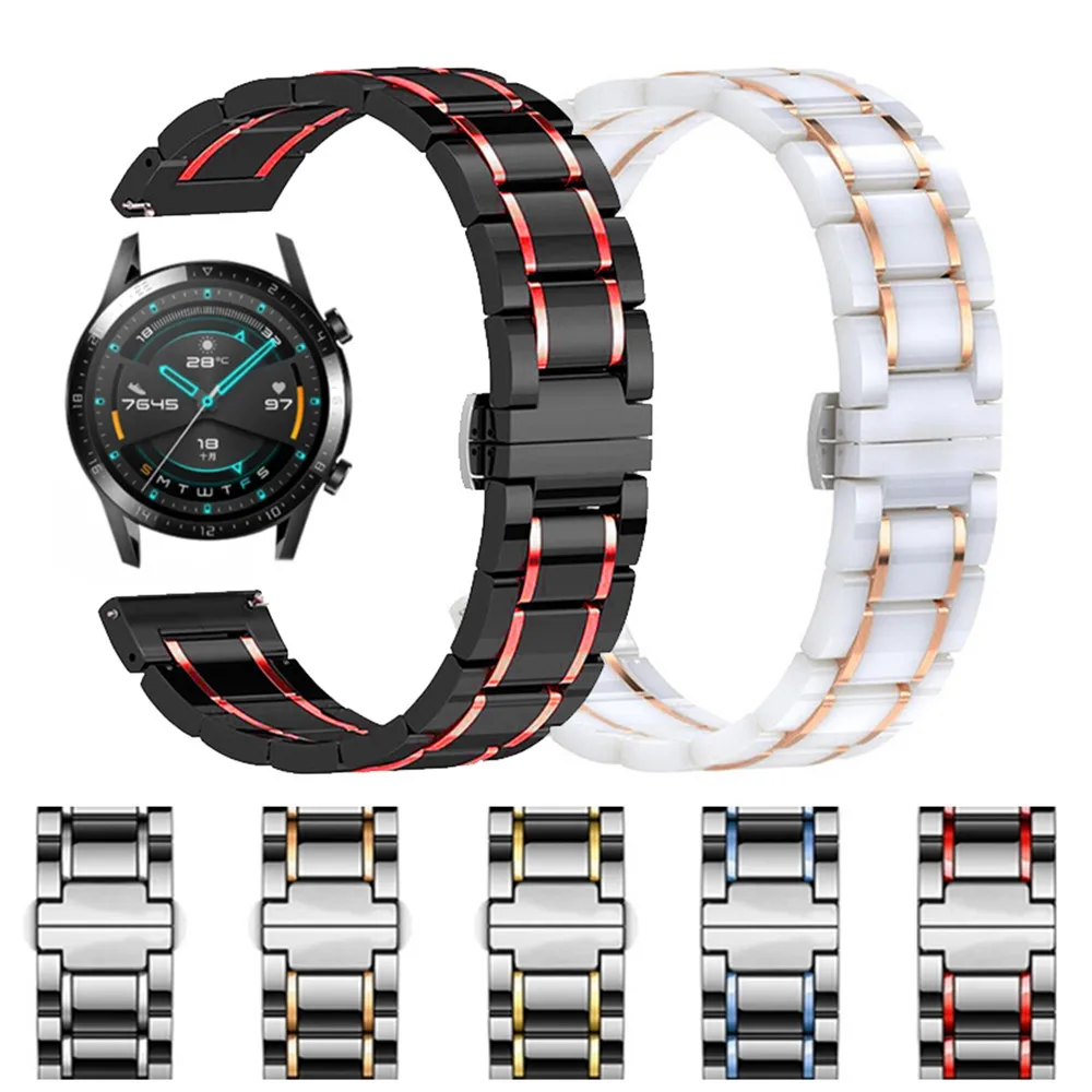 Ceramic Classic Wrist Strap for HUAWEI WATCH GT 2 46mm 42mm Band Bracelet 20mm 22mm Bands for HONOR ES GS Pro Magic WristBand