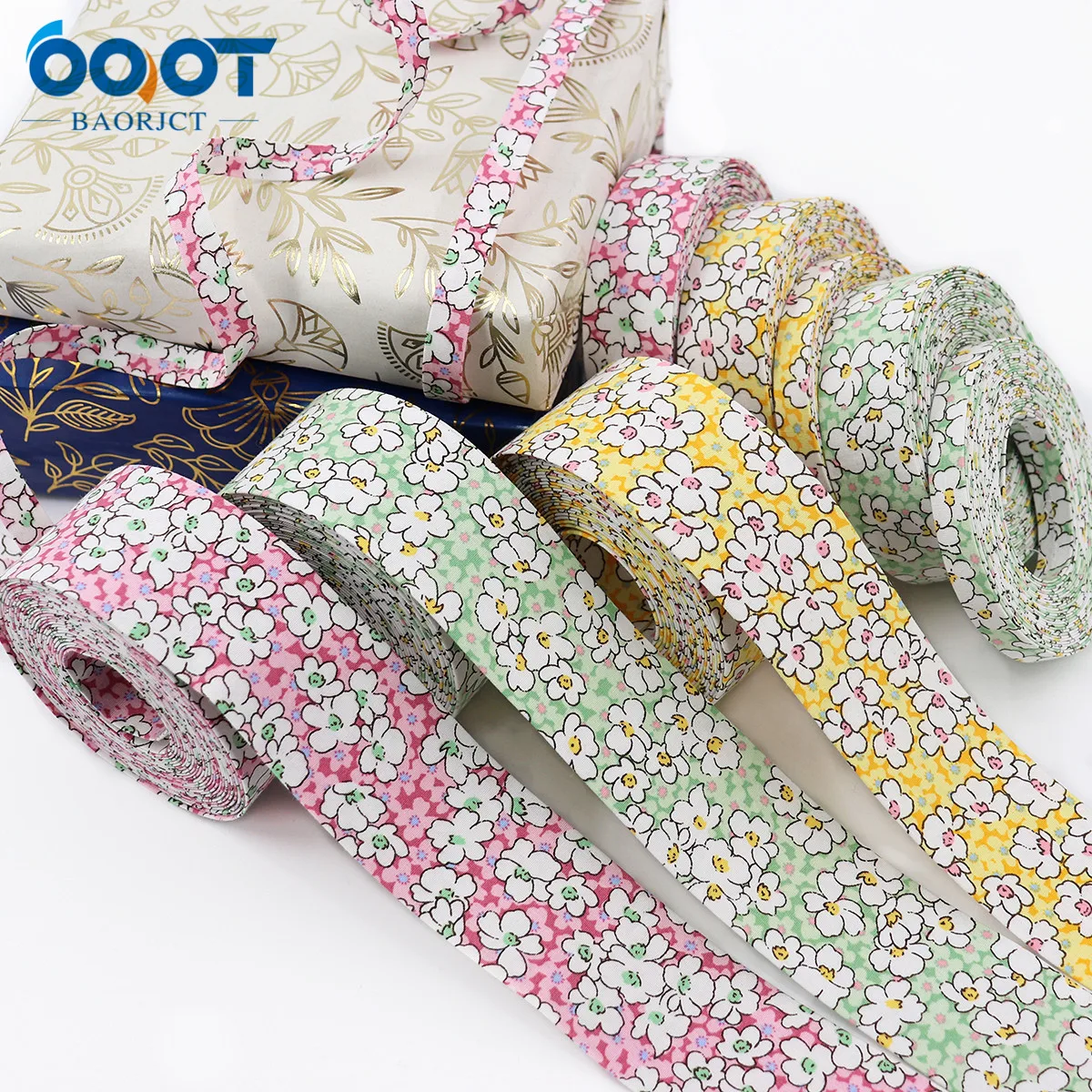 Double-Sided Flower Thicken Cloth Ribbon 5Yards 211227-5 Multi-size DIY Hairclip Apparel Accessories And Sewing Decorations