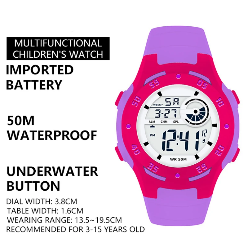 UTHAI BK52 Fashion Cute Children Waterproof Alarm Clock Luminous Led Sports Multifunctional Student Electronic Watch