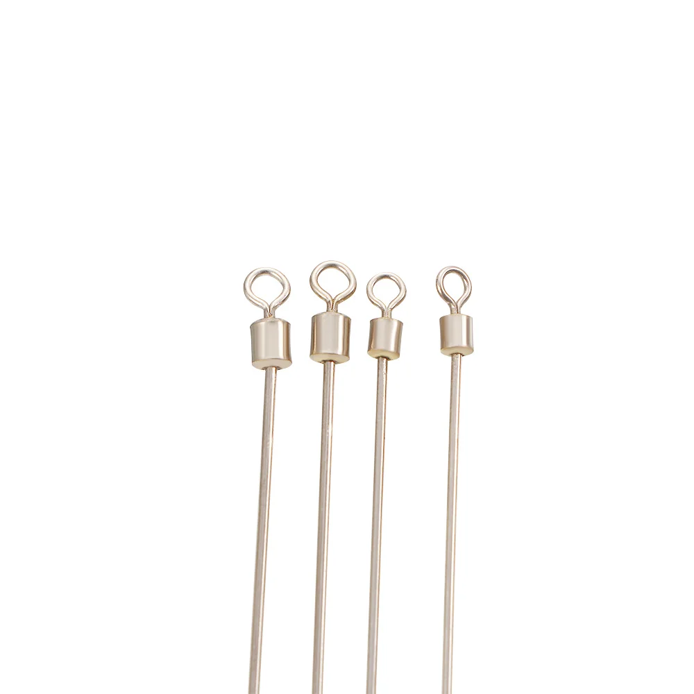 50pcs Hard Steel Wire Long Pole Fishing Swivel Stainless Steel Barrel Rolling Connector Fishing Accessories Tackle