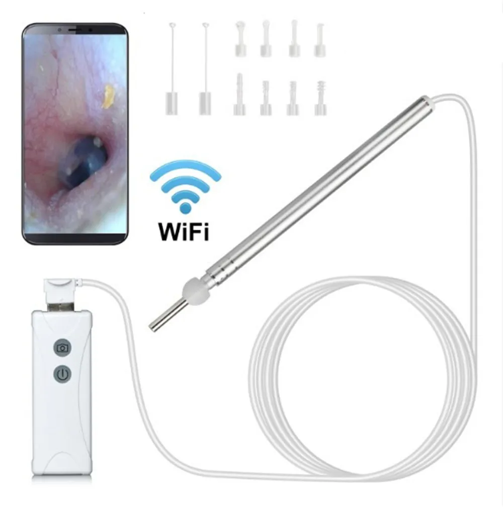 

2MP 1080p 3.9MM Wireless WIFI Earpick Endoscope 3in1 USB Otoscope HD Earscope Cleaner Ear Camera