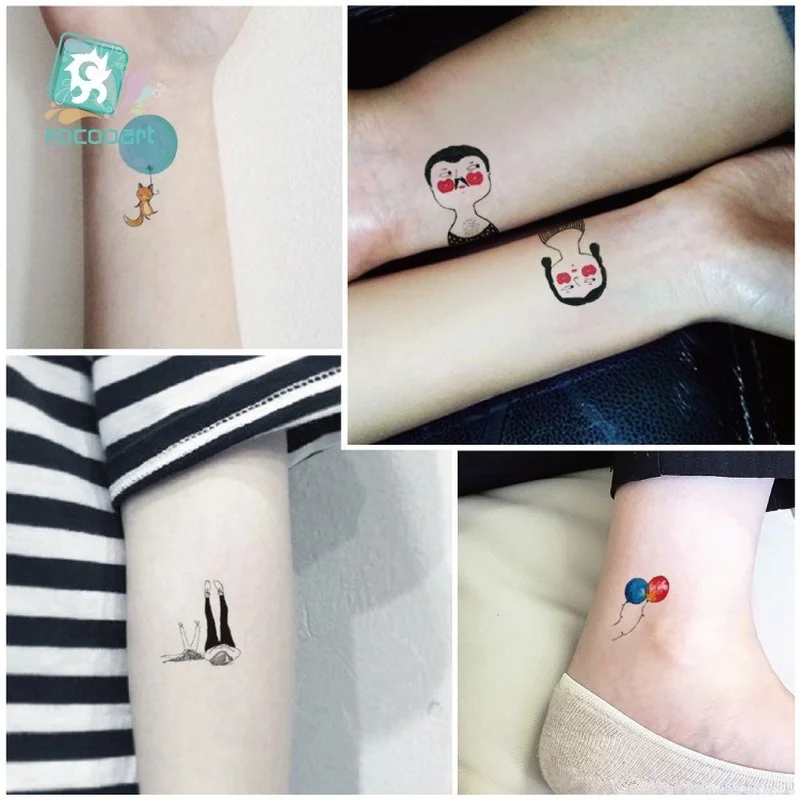 

Waterproof Temporary Tattoo Sticker Balloon Flower Cat Rabbit Cartoon Fake Tatto Flash Tatoo Kids Men Women Finger Arm Tattos