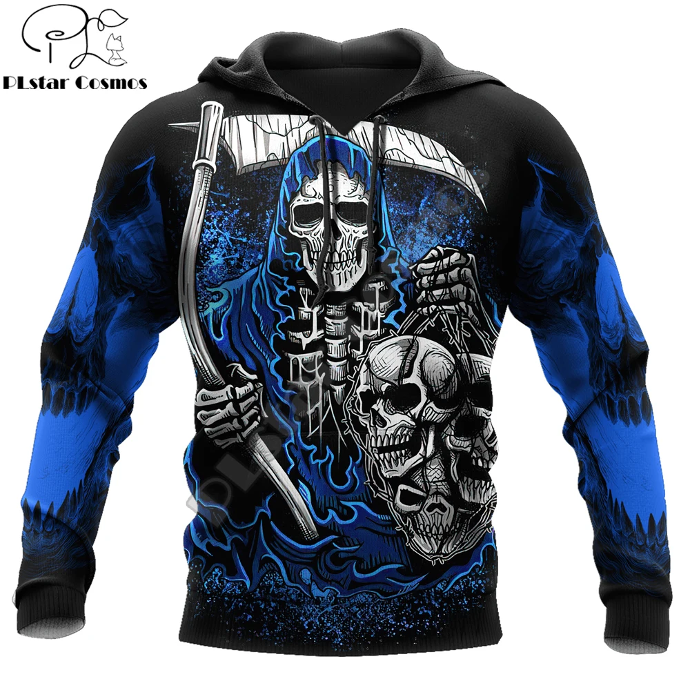 

Reaper Scythe Skull Tattoo 3D All Over Printed Mens hoodies and Sweatshirt Autumn Unisex zipper Hoodie Casual Sportswear DW806