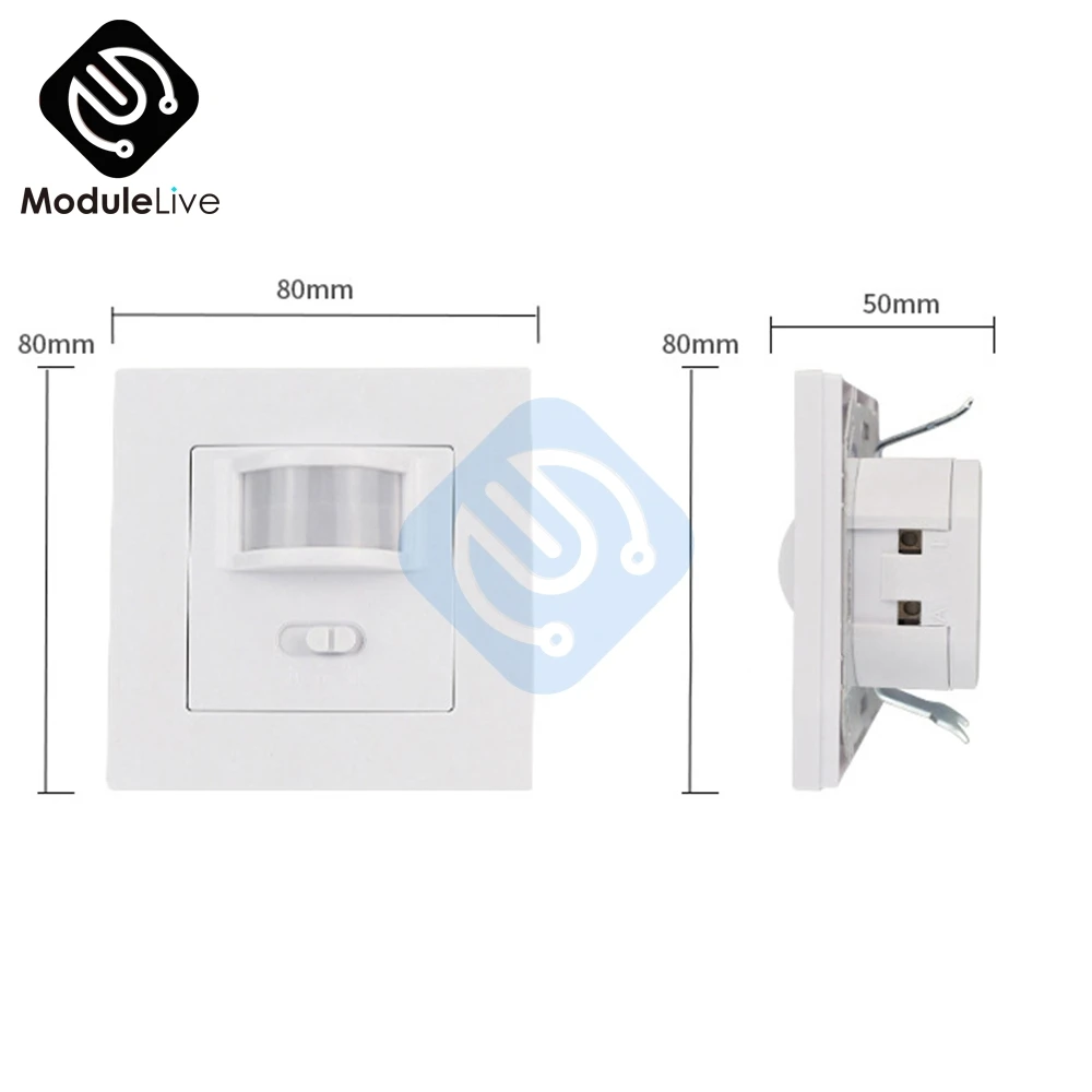 Smart Pir Motion Sensor Switch Ac 110-240V Verzonken Infrarood Auto Controle Op/Off Wall Switch Menselijk lichaam Inductie Detector Test