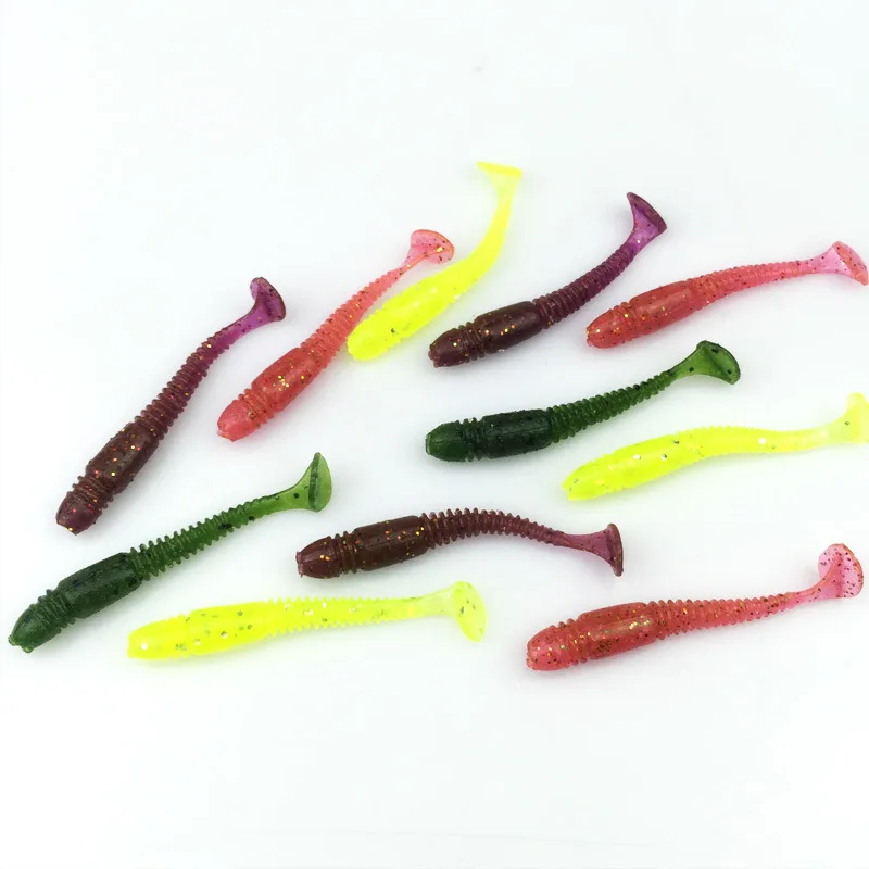 16Pcs T tail Wobbles Fishing Soft Lure 5cm 1g Artificial silicone Shrimp flavor Additive soft bait For Carp Bass Fishing Tackle