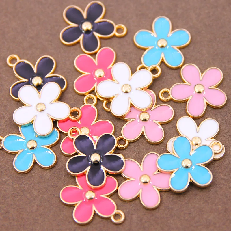 6pcs 20*17mm enamel sakura charm for jewelry making fashion earring pendant flower charm necklace bracelet charms