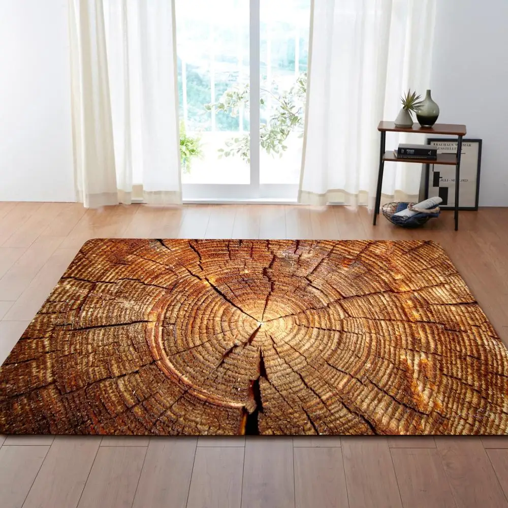 3D Wood Grain Area Rugs Big Parlor Bedroom Carpets Creative Home Decorative Mat Soft Flannel Rug and Carpet for Living Room