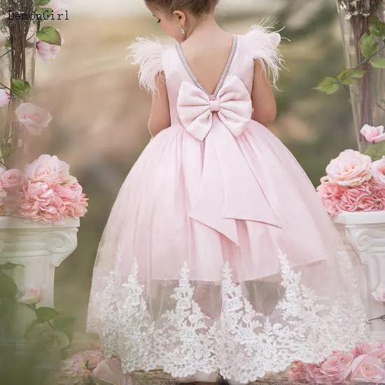 Prinzessin Kleid für Mädchen 1 Jahr Geburtstag Kleid Kuchen Outfit Applique Spitze Infant Kleider 12M Vestidos Infantil mit Großen bogen