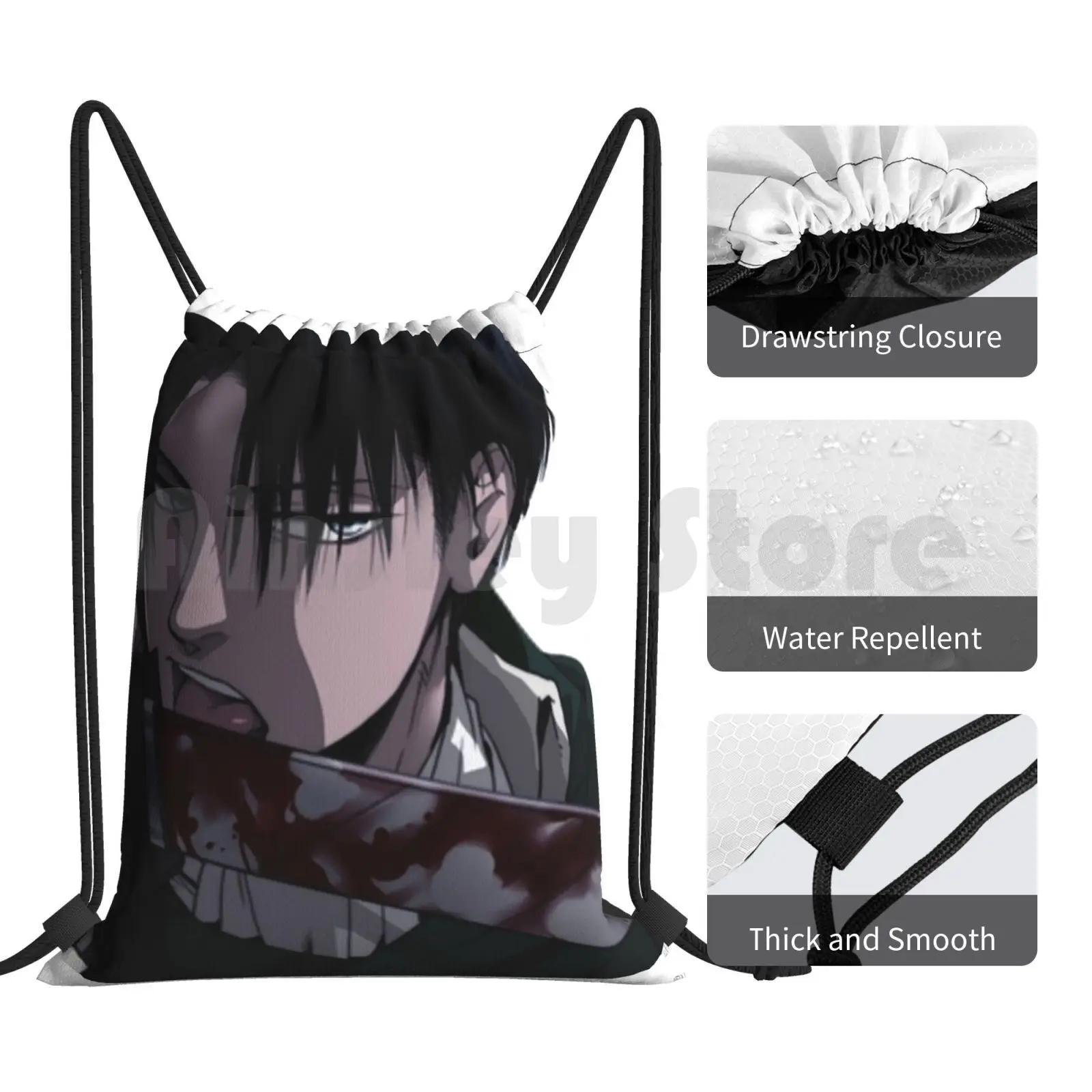 Levi กระเป๋าเป้สะพายหลังกระเป๋า Tas Gym กันน้ำ Anime Attack บน Titan Shingeki No Kyojin