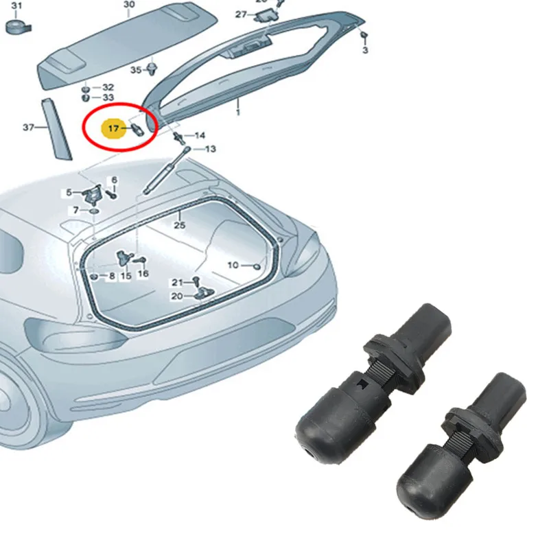 車のリアブーツテールゲートクッションゴム停止トランク蓋調節可能なバッファブロックvwシロッコ2009に2014 1K8827761D