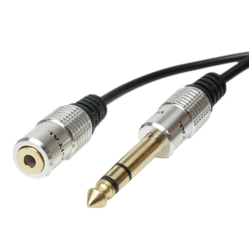 1.8m metal stereo 6.35 revolution to 3.5 female audio adapter cable 6.35 to 3.5 headphone adapter cable