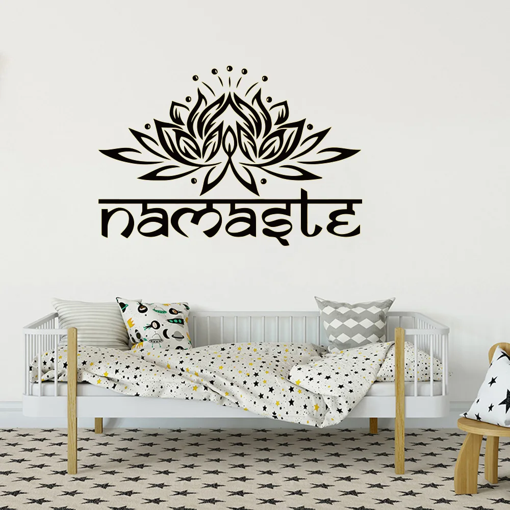 Art design Indian Namaste Words religion Wall Decal Vinyl Lotus Yoga sticker Buddha Ganesha home decor bedroom Flower Mural