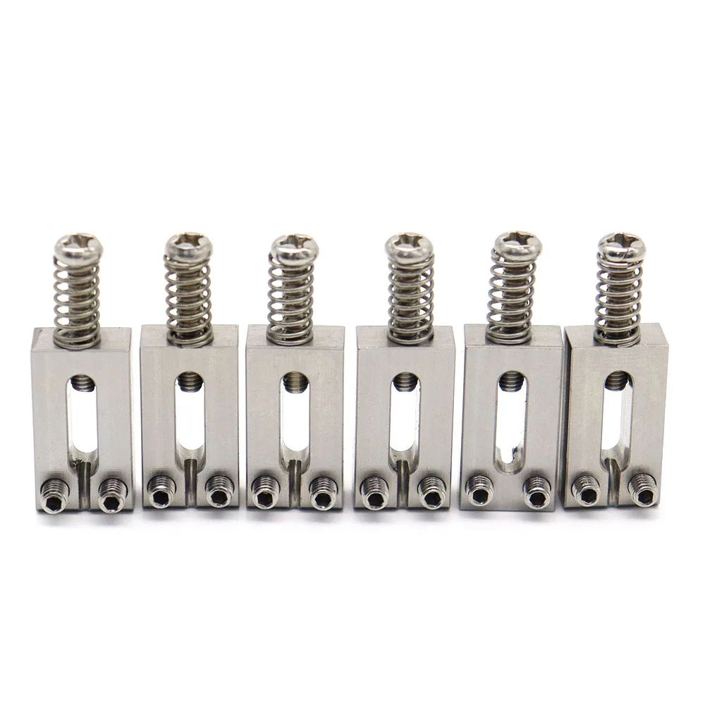 6pcs Guitar Bridge Saddles Upgraded Version Solid Stainless Steel 10.5mm Nickel Screw