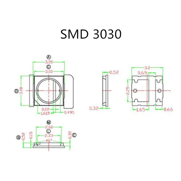 発光ダイオードランプ,55個のsmd,2835 W,1W,3V,6V,9V,18V,36V,140lm,0.5 k,白色光,温かみのある表面,発光ダイオード