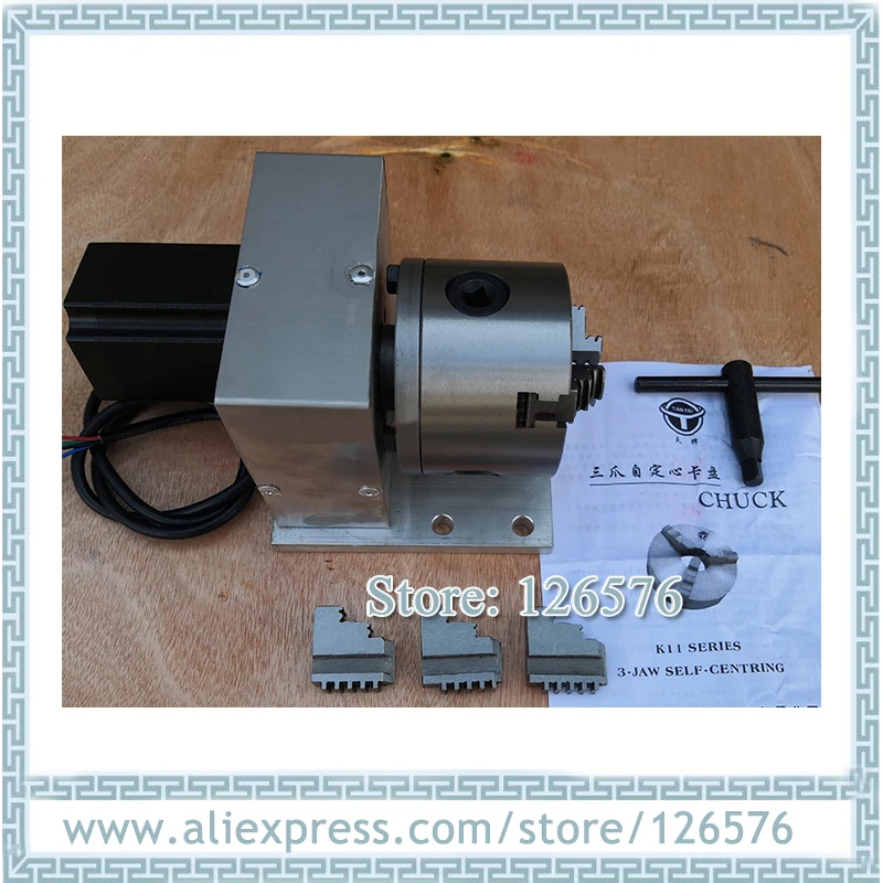 

CNC Machine Rotary axis 4:1 20:1 3 JAW 4 Jaw CHUCK 80mm with NEMA23 57 Stepper motor