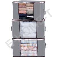 3PCS/Set Clothes Storage Bag Organizer 90L Large Capacity Non-Woven Fabric ForComforters Blankets Foldable Closet Storage Bags