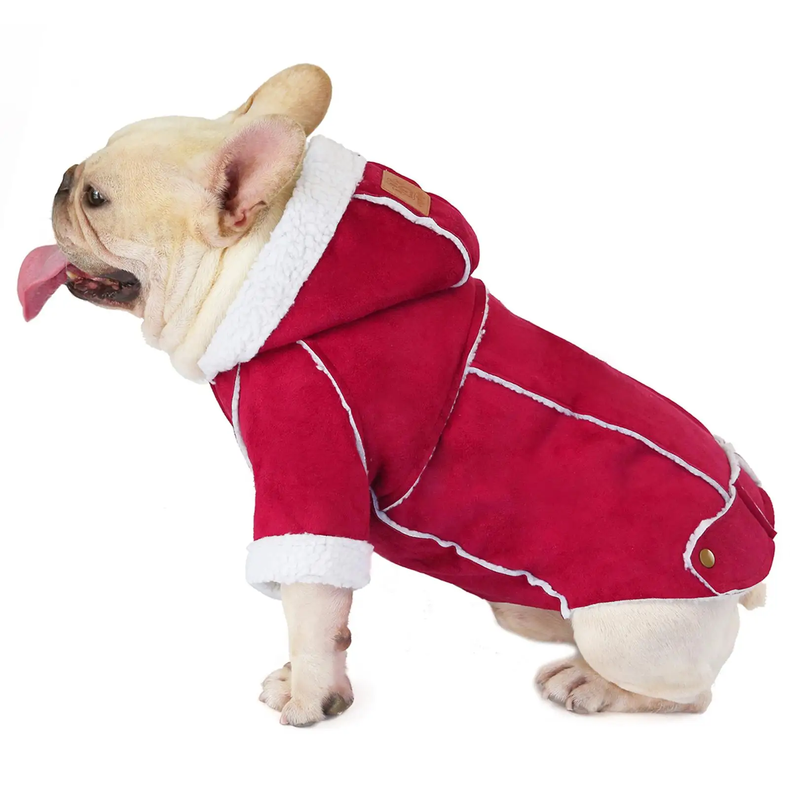 Fashion Small Dog Warm Winter Clothes Hooded Coat Jacket  Pet Dog Winter Warm Solid Color Patchwork Hoodie Puppy Coat Clothes