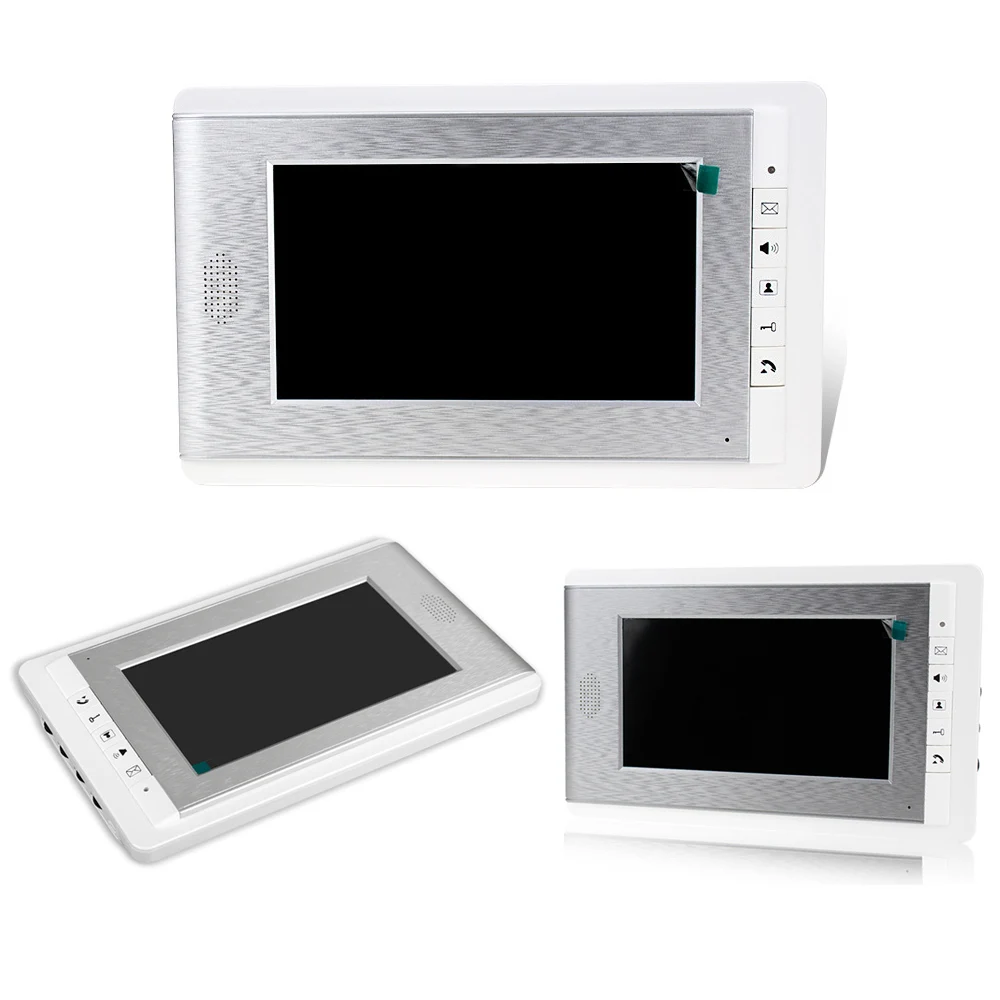 7'' TFT Color RFID Video Door Phone Intercom Doorbell Wired Access Entry System for Home 2 Monitors Video Camera Night Vision