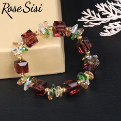 Rose sisi Korean-style handmade bijoux femme beaded bracalet glazed браслет для женщин pulsera шармы для браслета бижутерия