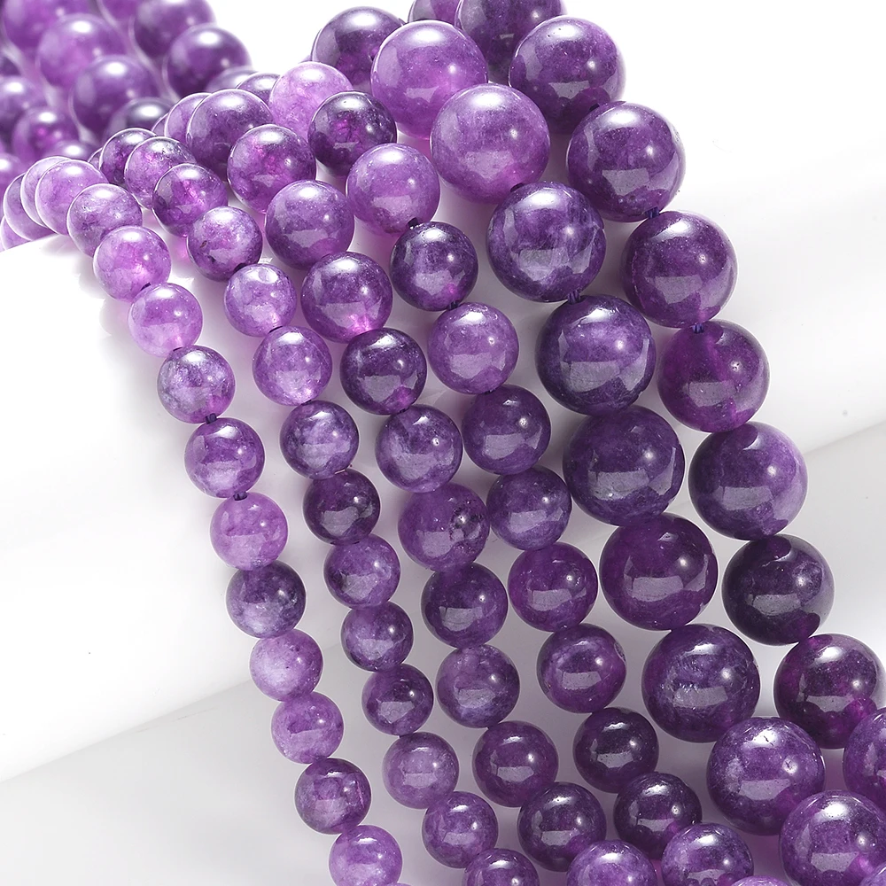 Natural Purple Crystal Stone Beads Round Loose Spacer Bead for Jewelry Making DIY Charm Bracelet NecklaceAccessories 6/8/10mm