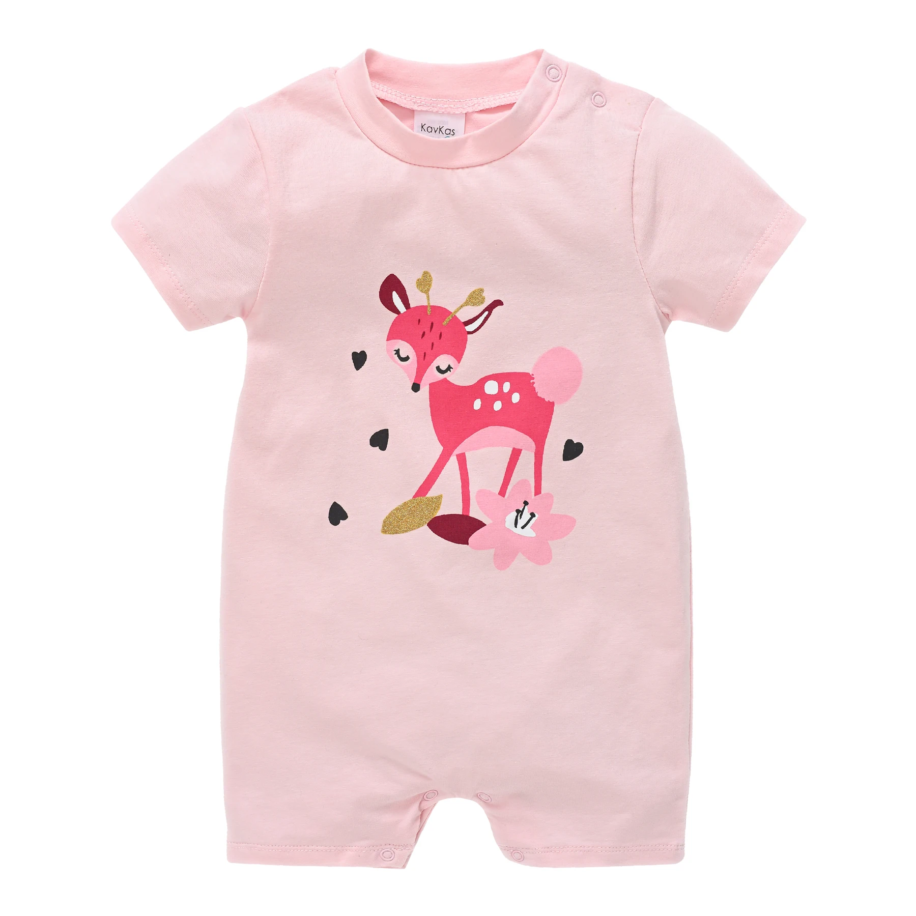  Honeyzone Pelele Baby Clothes Baby Body Pink Sika Deer Print Infant Bodysuit Summer Short Sleeve Vetement Bebes Fille Naissance