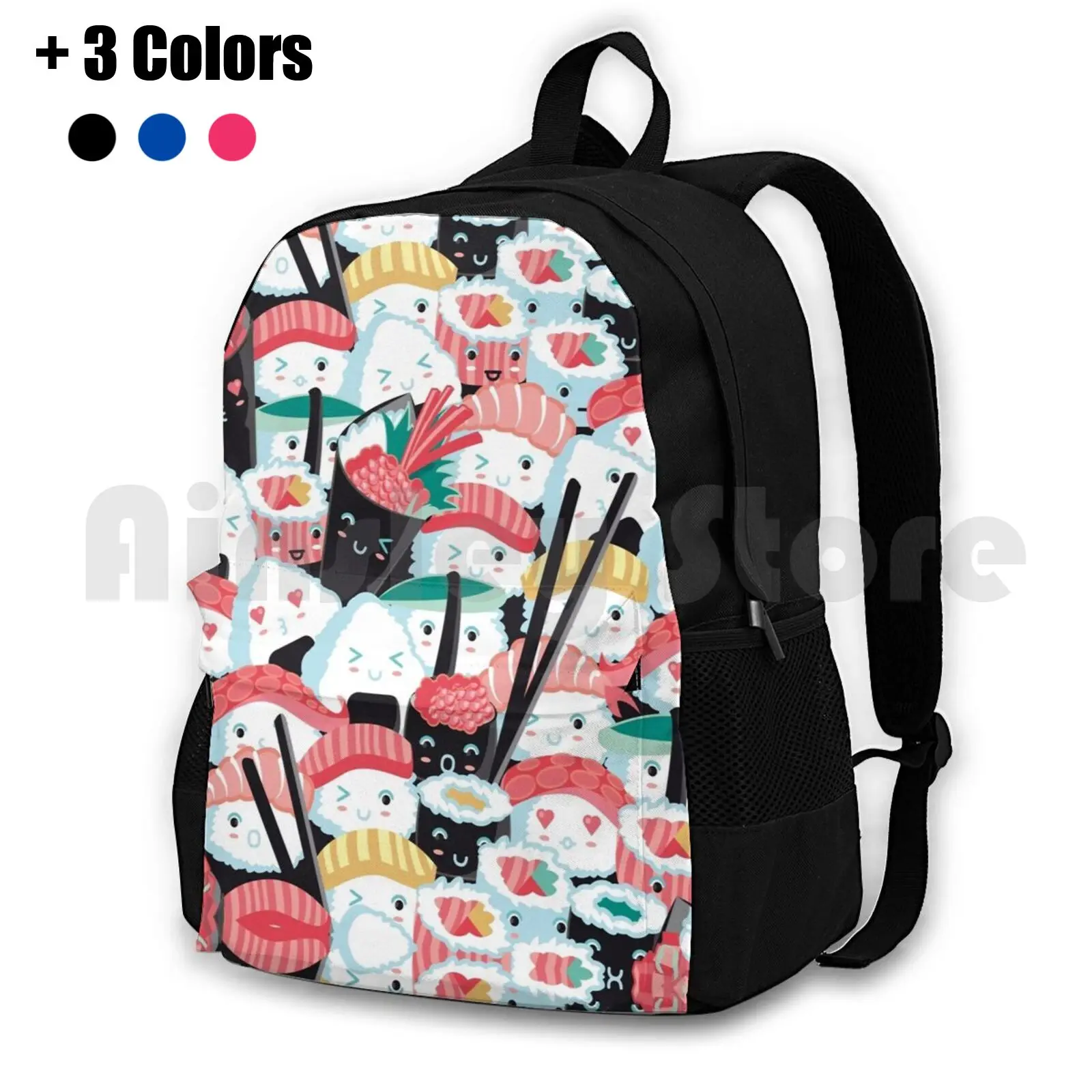 

Kawaii Sushi Crowd Outdoor Hiking Backpack Riding Climbing Sports Bag Pattern Patterns Salmon Red Cute Adorable Kawaii Tasty