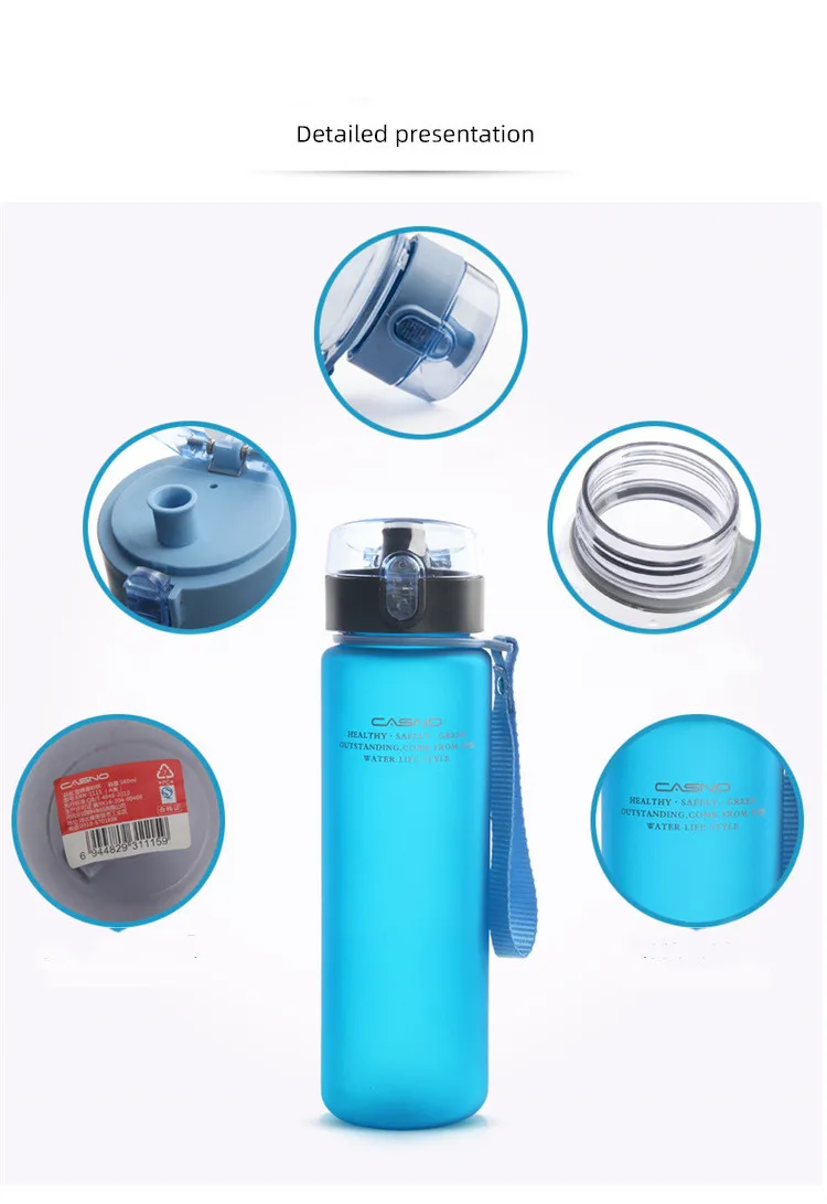 400ml/560ml Water Cup Sport Water Bottle Couple Water Cup Plastic Portable Water Container Anti-drop Outdoor Rope Water Bottle