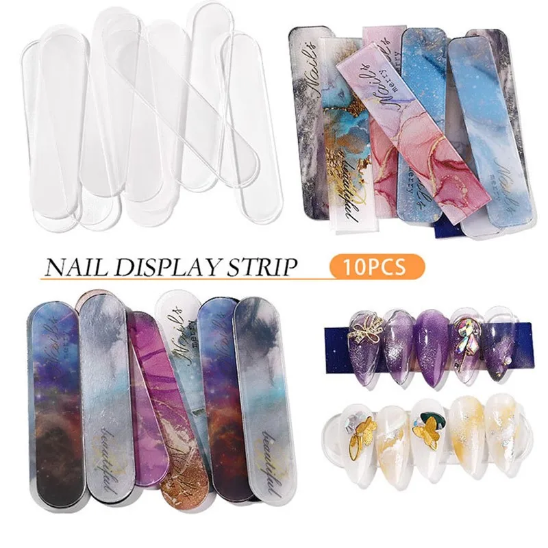 10 stücke Falsche Nagel Tipps Kunst Display Standfuß Transparent Farbe Praxis Acryl Gel Polish Halter Streifen Maniküre Zeigt Regal Werkzeuge