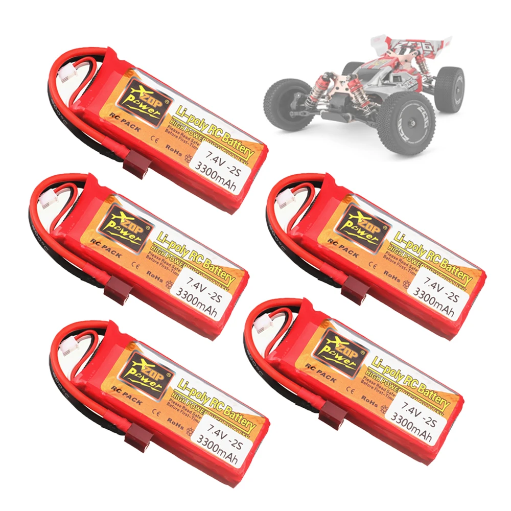 Batería Lipo de 7,4 V para WLtoys 144001 2,4G, piezas de repuesto para coche de carreras RC, 2S, 7,4 V, 3300mAh, para Wltoys 12428, 1-5 Uds.