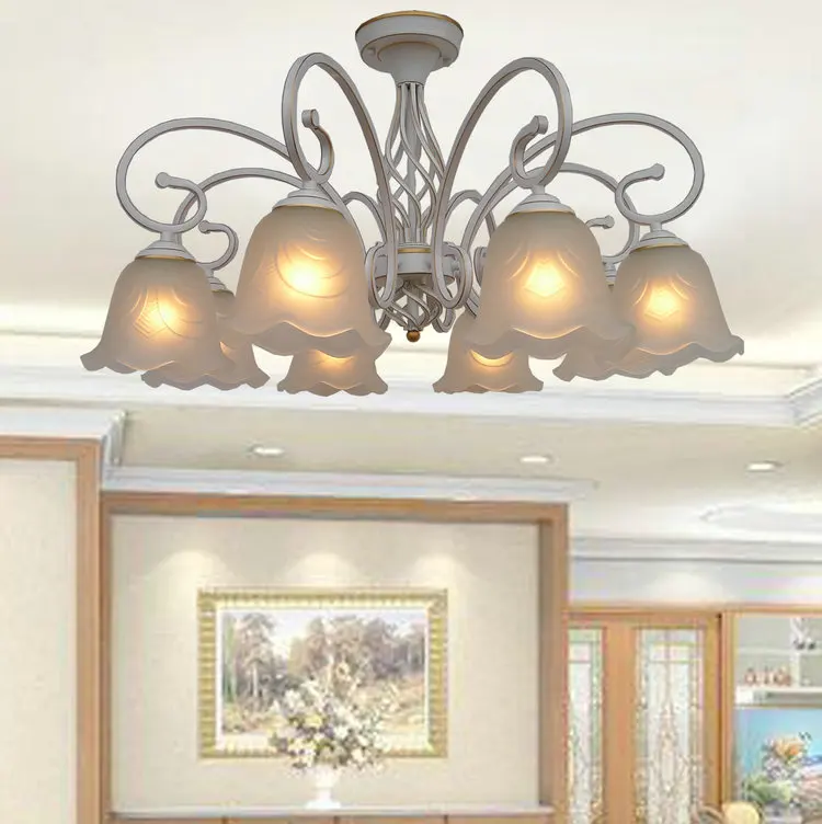 Simple pastoral wrought iron lighting dual-use living room lamp Nice multiple chandelier LED copper ceiling lamp LB12518