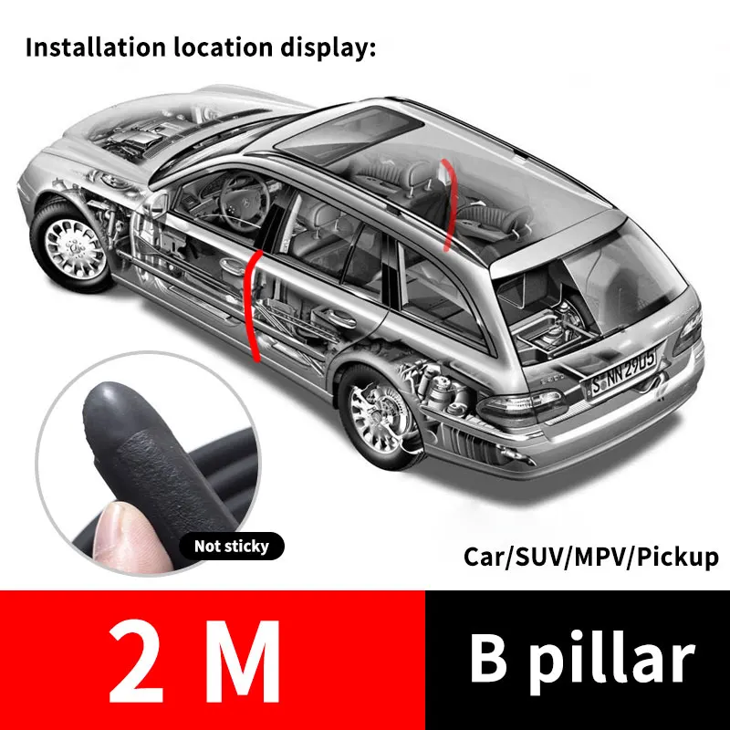 Tira de sellado de goma para Borde de puerta de coche, burlete, Pilar B, protección a prueba de viento y ruido, accesorios de sellador automático