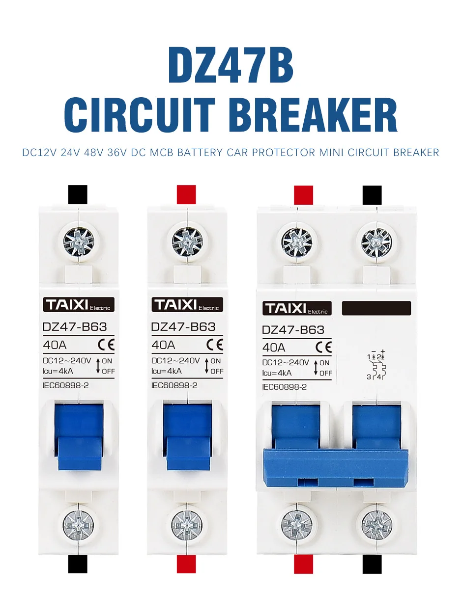 DC 12V 24V 48V 36V 72V MCB Batterie Auto Schutz Mini Leistungsschalter DZ47 Positive und negative Pole Schutz Schalter Isolator – Detail 8