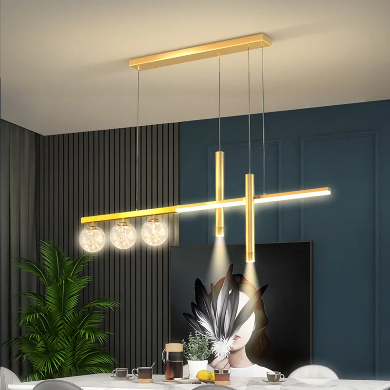 

Modern simple dining room table bar Nordic minimalist strip creative design sense butterfly chandelier