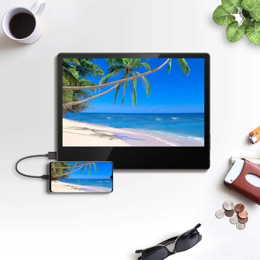 

S3 Portable Monitor 1080P HD-compatible Dual Speakers Ultra-thin 13.3 Inch HDMI-compatible/USB/DC Gaming Display Screen for PS4