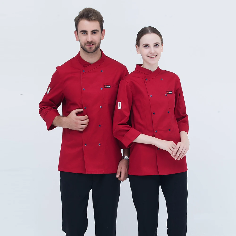 Unisex czarny z długim rękawem Master Cook zestawy do pracy restauracja Hotel grill kuchnia odzież robocza odzież usługi gastronomiczne Chef topy