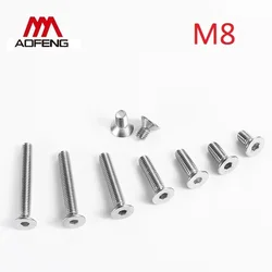 M8 304 Stainless Steel Hexagon Socket Countersunk Head Screws M8*10 14 18 25 35 40 50 70 80 90 100 120mm DIN7991 Full Thread