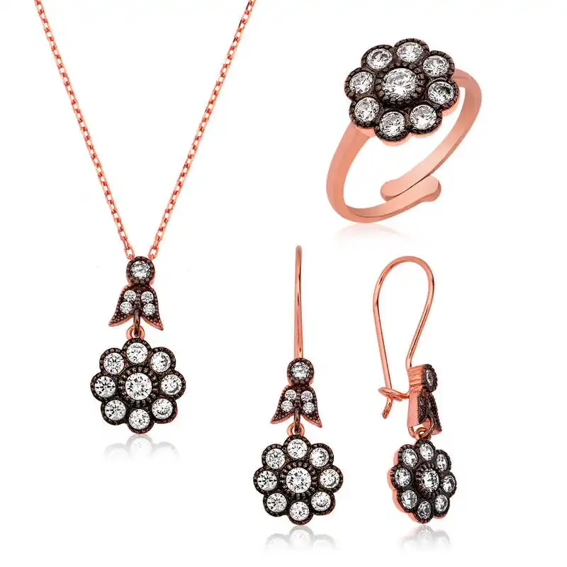 Silver Diamond Montür Flower Women 'S Set