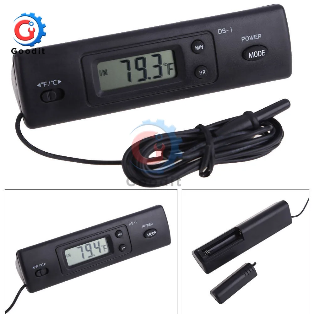 Auto Termometro Digitale con 2 Sonde In/Out Temperatura Temp Gauge Meter Fahrenheit Celsius Termografia Orologio Accessori Auto