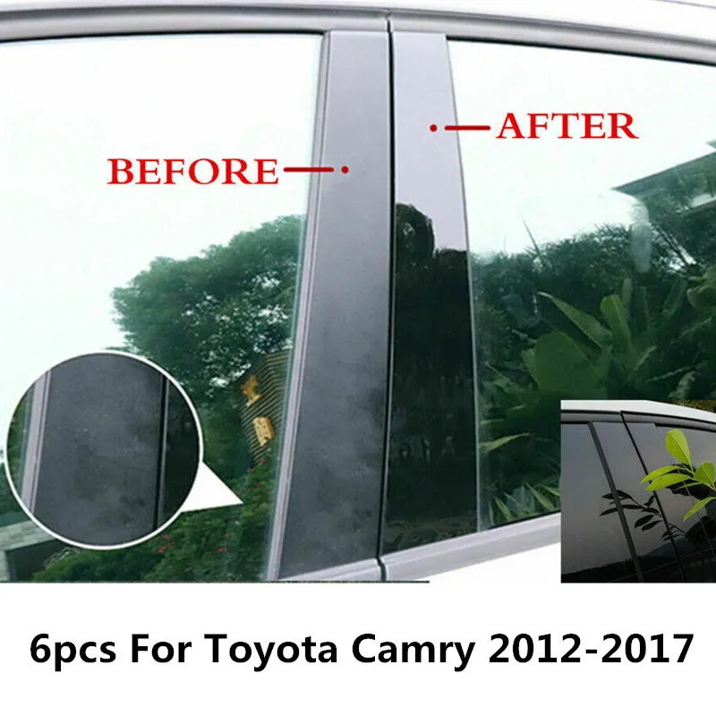 

6pcs/set For Toyota Camry 2012-2017 glossy Black Door Window Pillar Post Cover Trim Decoration Accessories