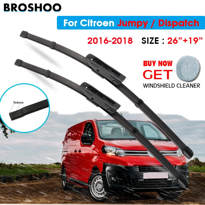 

Car Wiper Blade For Citroen Jumpy / Dispatch 26"+19" 2016-2018 Auto Windscreen Windshield Wipers Blades Window Wash U Hook Arms