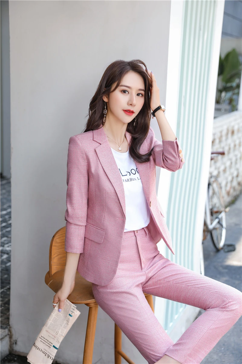 Novelty Green Uniform Designs Pantsuits for Women Business Work Wear Suits Pofessional Blazers Set Career Interview Clothes